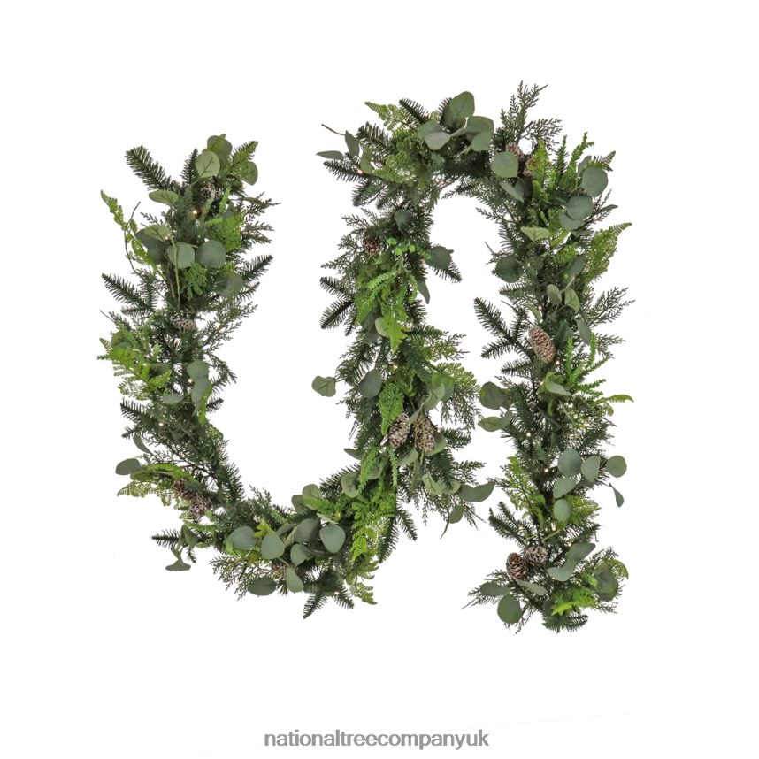 Greenery | National Tree Company 9 ft HGTV Home Collection Pre-Lit Winter Garden Garland F2L4F415